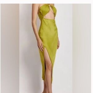Meshki Harriet satin Midi green Dress